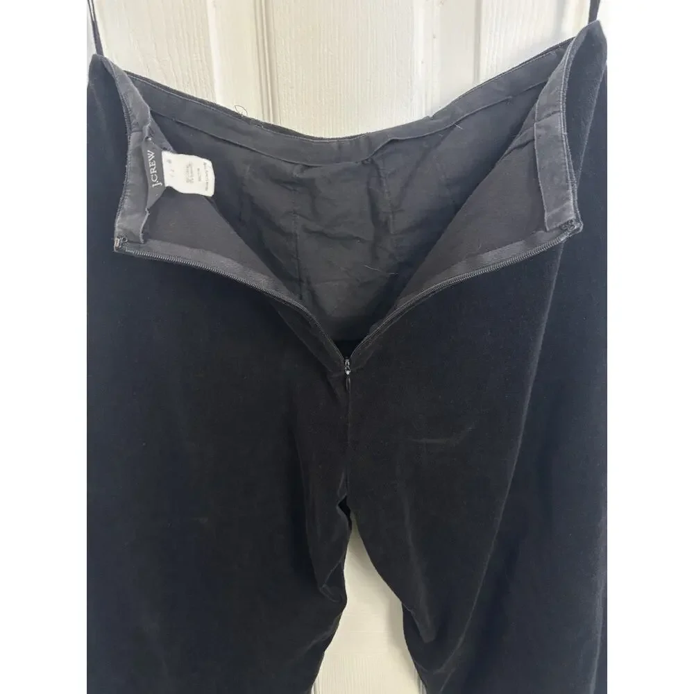 Vtg 90s J Crew Black Velvet Straight Pants Sailor Trousers Size 6/8 Preppy Goth